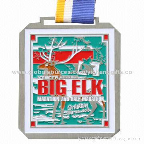 Half Marathon Medals, Soft Enamel, with Silver Plating, Brass or Zinc Alloy Metal